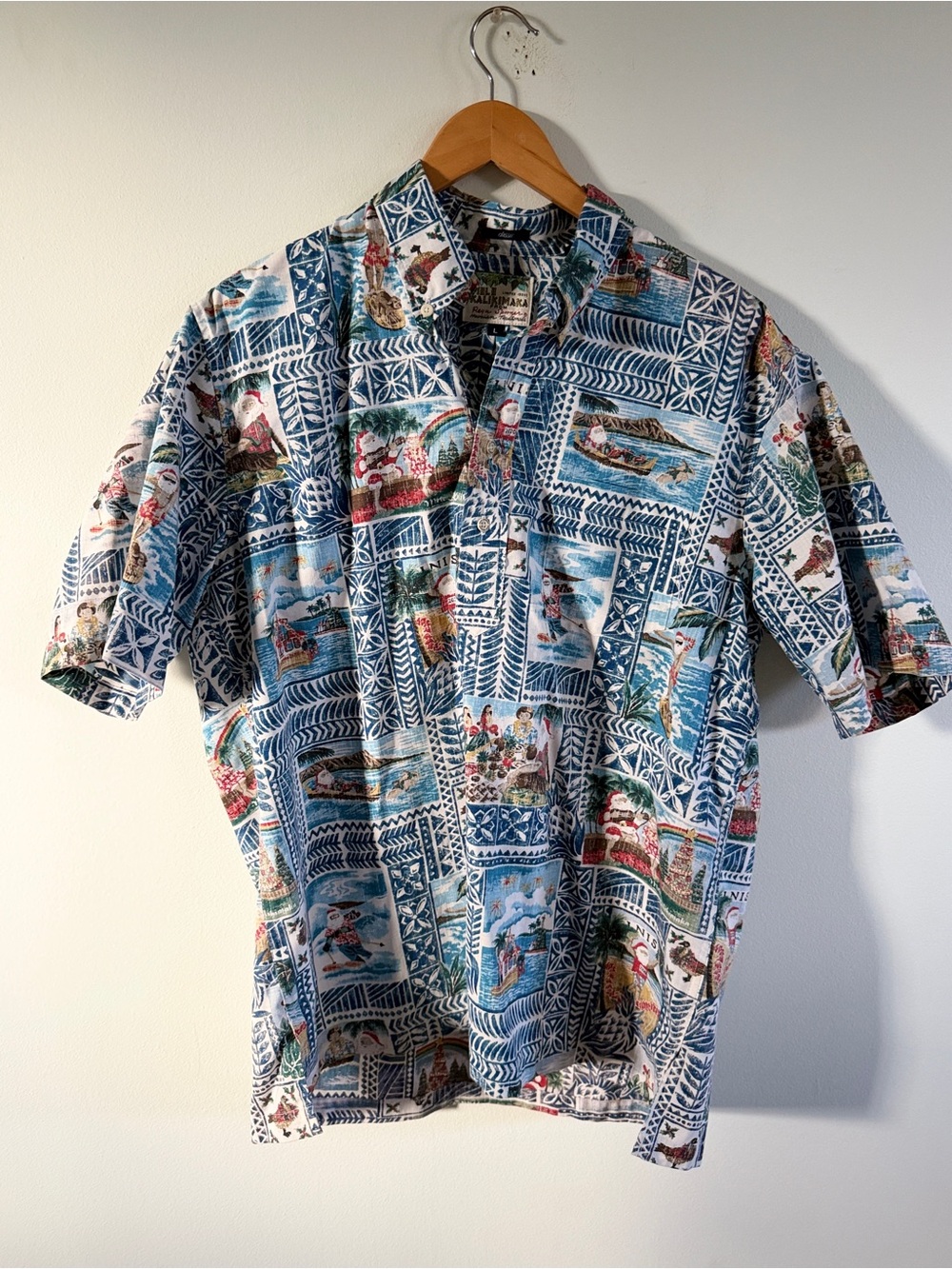 reyn spooner Blue and White Hawaiian Camp Shirt 2020 large
